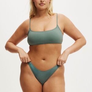 Cotton On Body Womens Refined Dusty Khaki Brazilian Bikini Swim Set X-Large